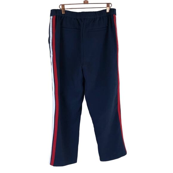 TOMMY JEANS Blue Side Stripe Pants Cropped 31 NWT Navy Blue Red Accent Elastic - Picture 5 of 8